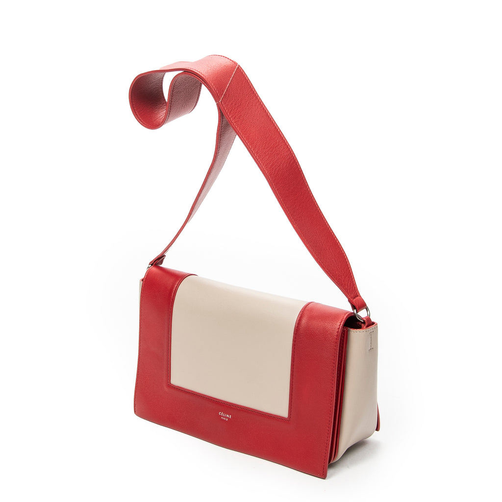 Shoulder Bag Medium Frame Crossbody Red Calfskin Leather