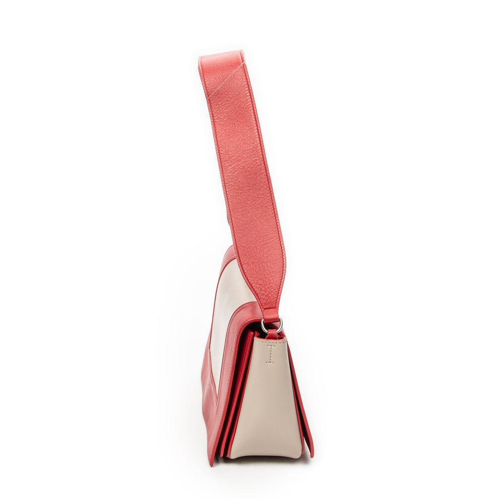 Shoulder Bag Medium Frame Crossbody Red Calfskin Leather
