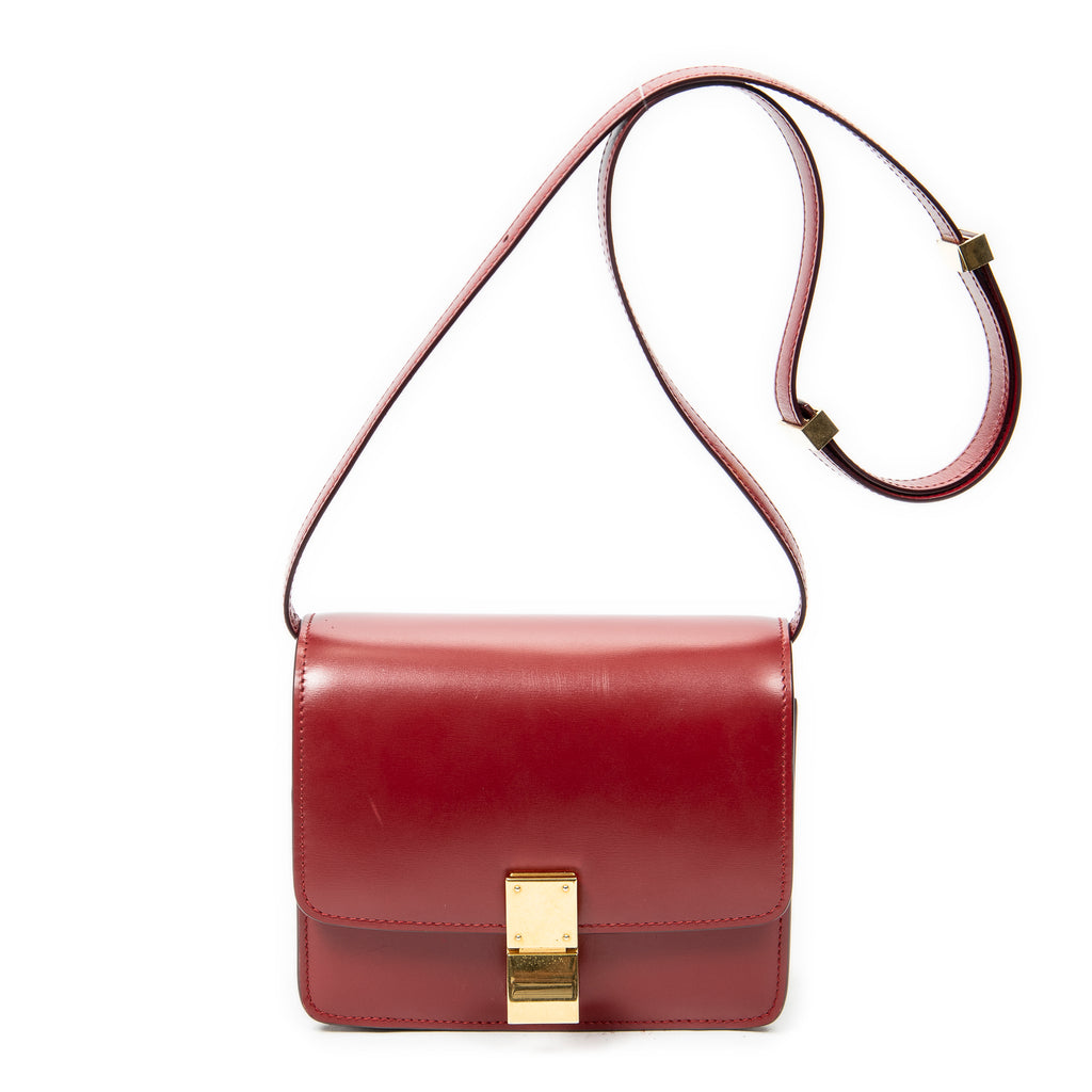 Shoulder Bag Small Classic Box Red Calfskin Leather