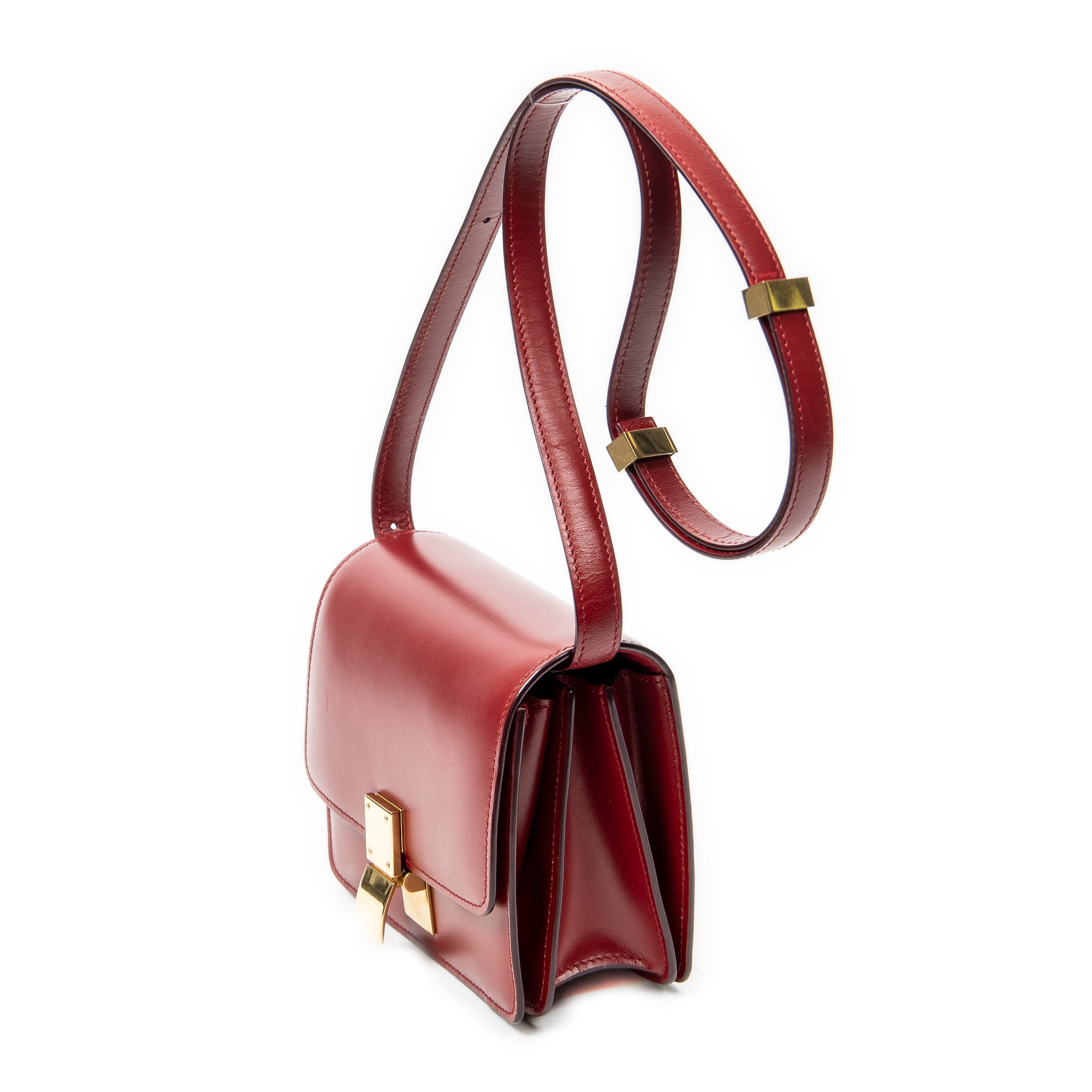 Shoulder Bag Small Classic Box Red Calfskin Leather