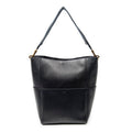 Shoulder Bag Medium Seau Sangle Navy Calfskin Leather