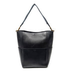 Shoulder Bag Medium Seau Sangle Navy Calfskin Leather