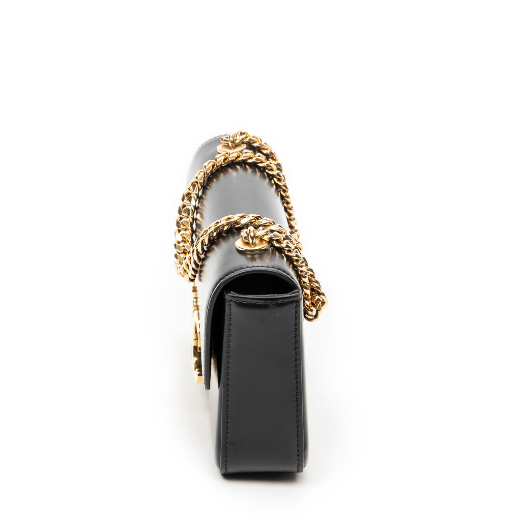 Shoulder Bag Claude Chain Black Smooth Calfskin Leather