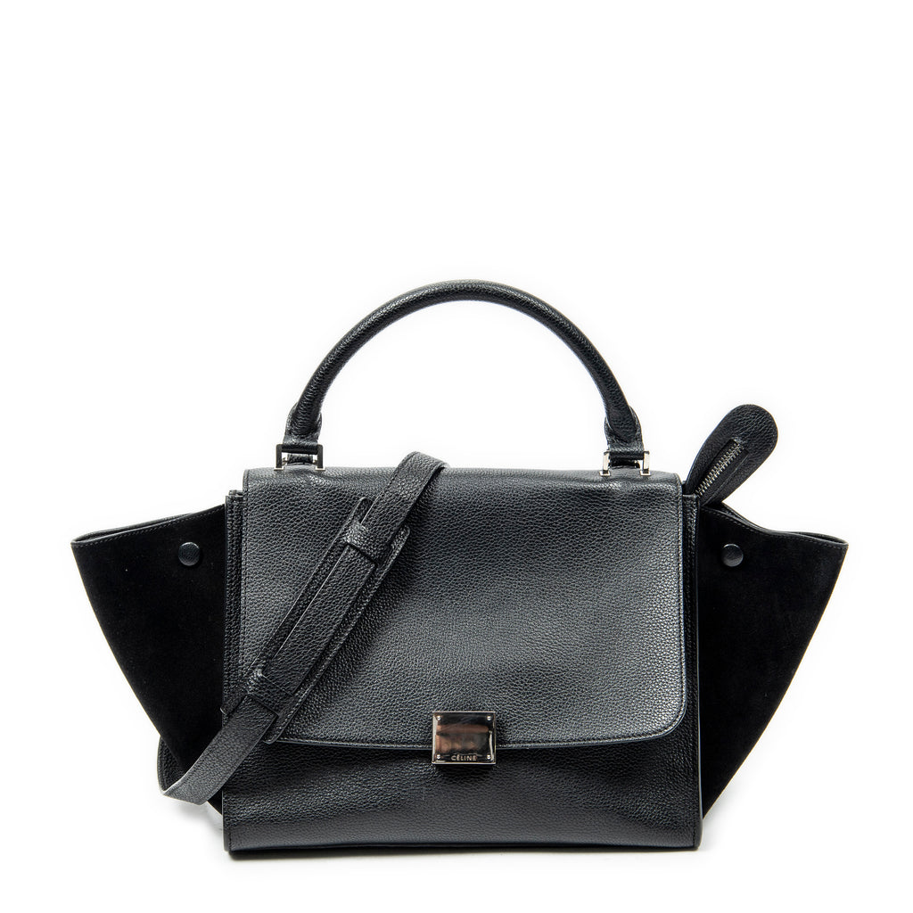 Shoulder Bag Small Trapeze Black Grained Calfskin Leather