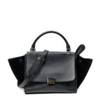 Shoulder Bag Small Trapeze Black Grained Calfskin Leather