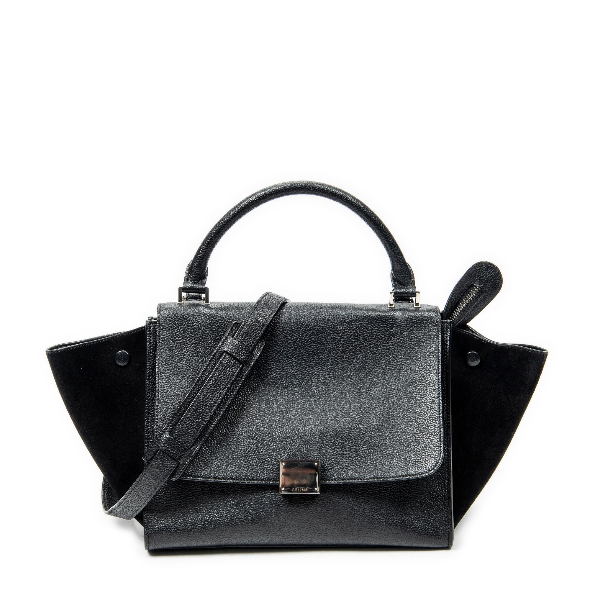 Shoulder Bag Small Trapeze Black Grained Calfskin Leather