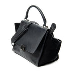 Shoulder Bag Small Trapeze Black Grained Calfskin Leather