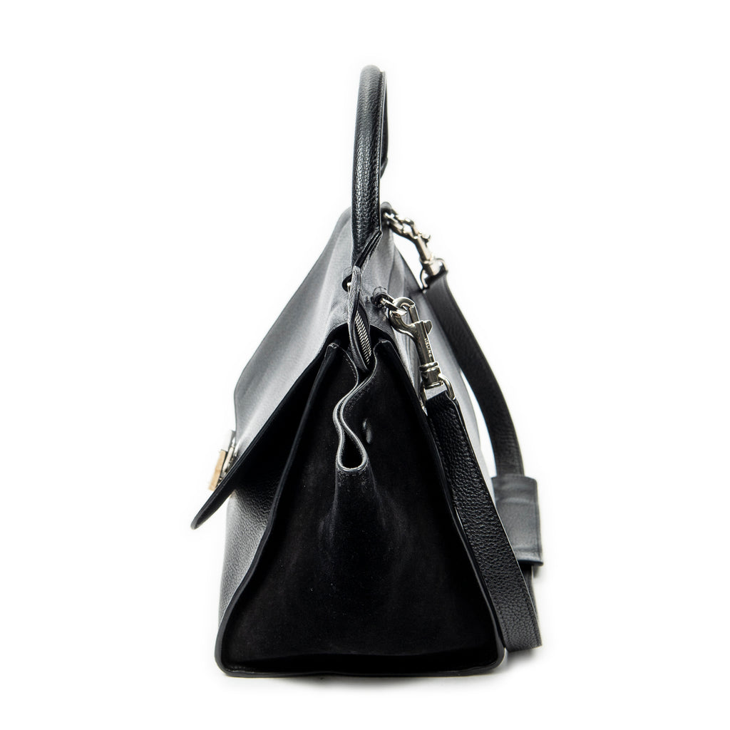 Shoulder Bag Small Trapeze Black Grained Calfskin Leather