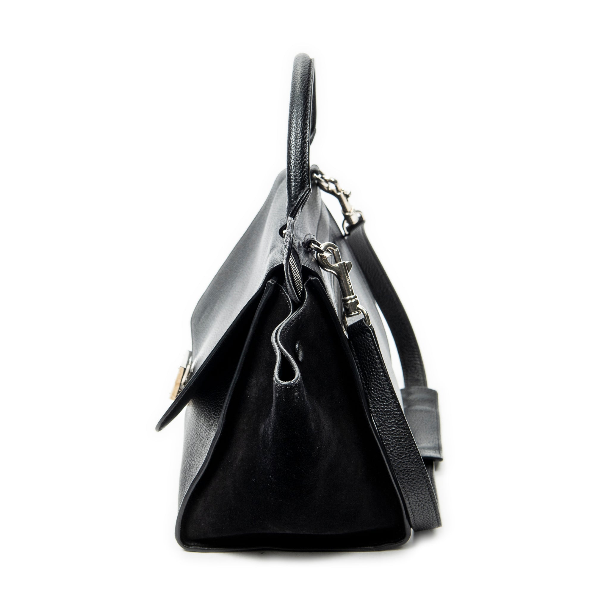 Shoulder Bag Small Trapeze Black Grained Calfskin Leather