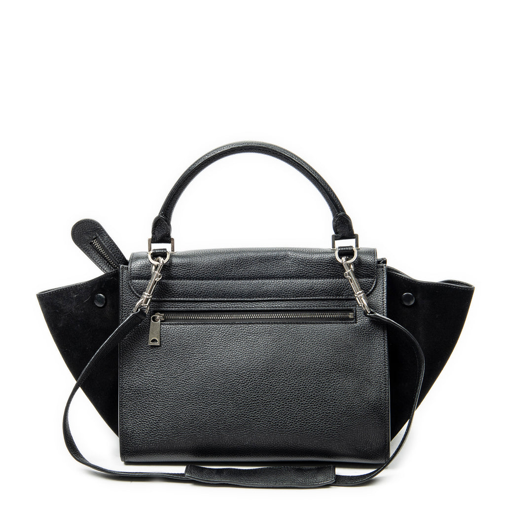 Shoulder Bag Small Trapeze Black Grained Calfskin Leather