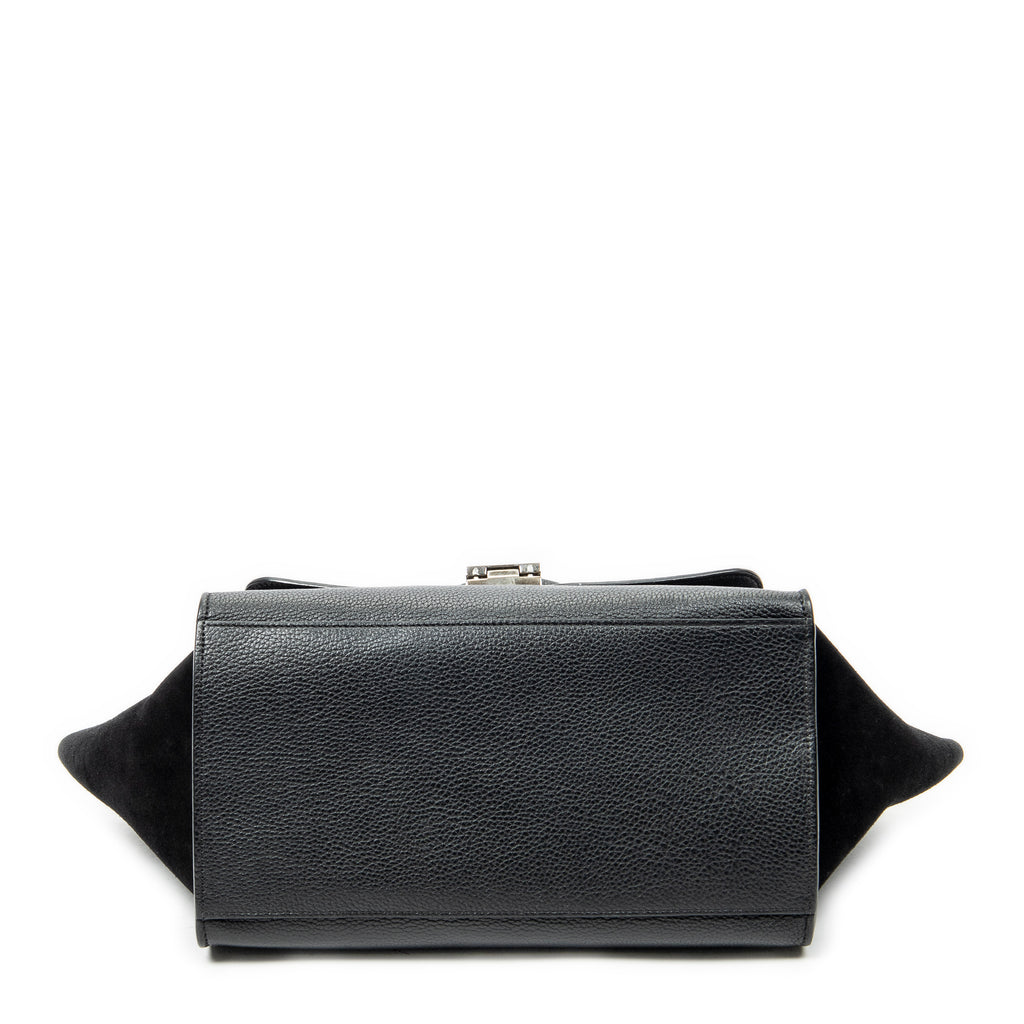 Shoulder Bag Small Trapeze Black Grained Calfskin Leather