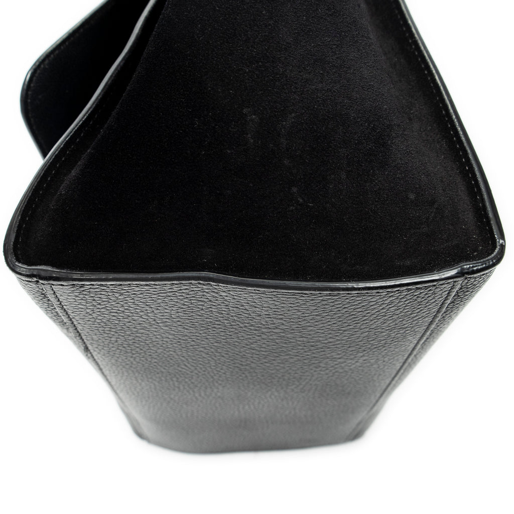 Shoulder Bag Small Trapeze Black Grained Calfskin Leather