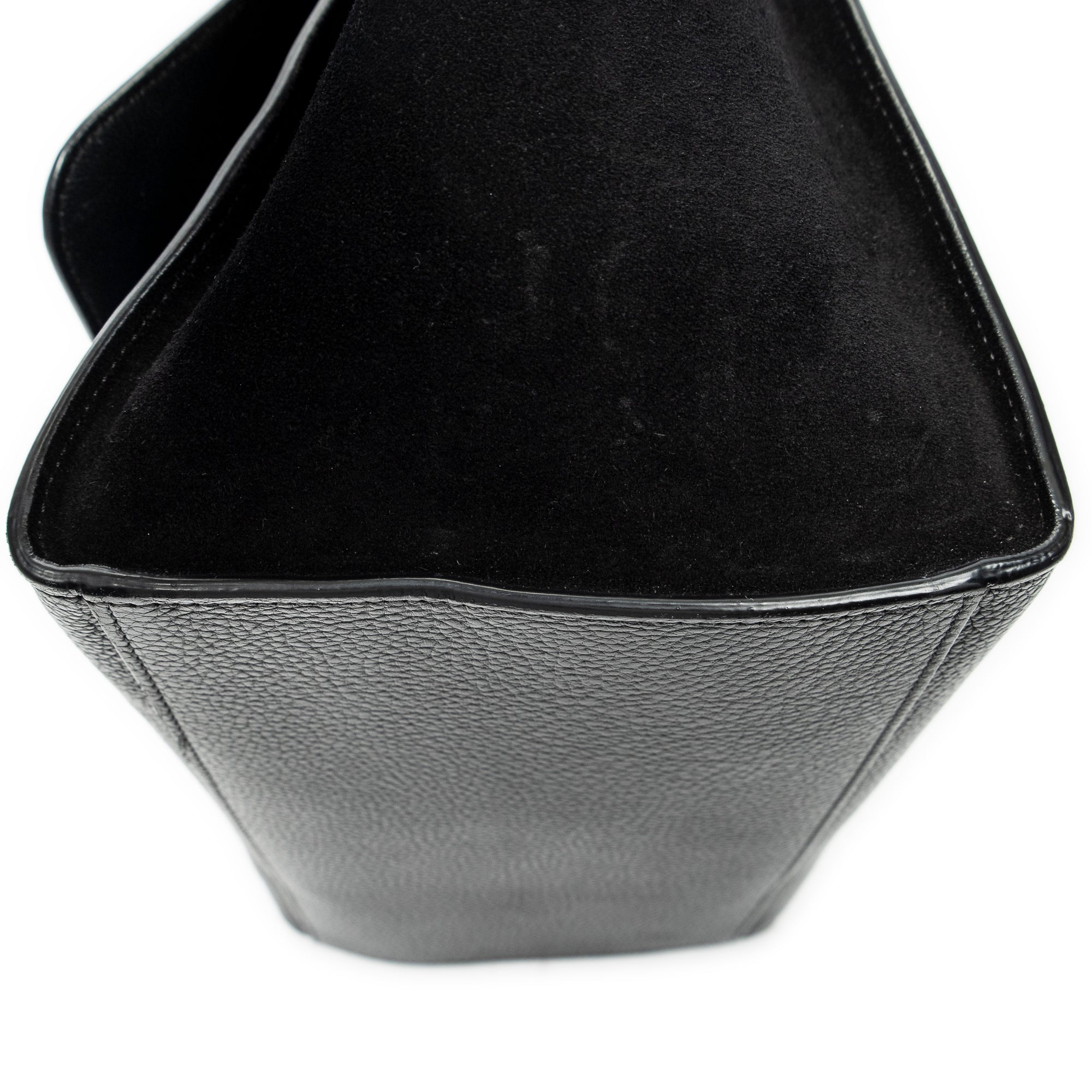 Shoulder Bag Small Trapeze Black Grained Calfskin Leather