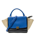 Shoulder Bag Small Trapeze Blue Calfskin Leather