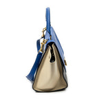 Shoulder Bag Small Trapeze Blue Calfskin Leather