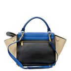 Shoulder Bag Small Trapeze Blue Calfskin Leather