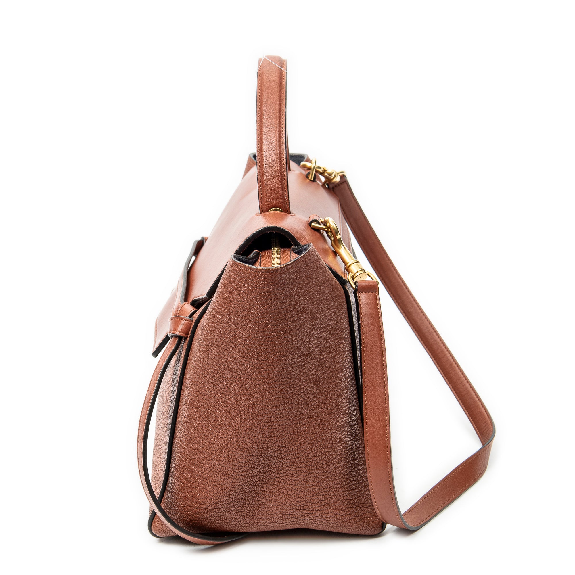 Shoulder Bag Mini Belt Bag Brown Grained Calfskin Leather