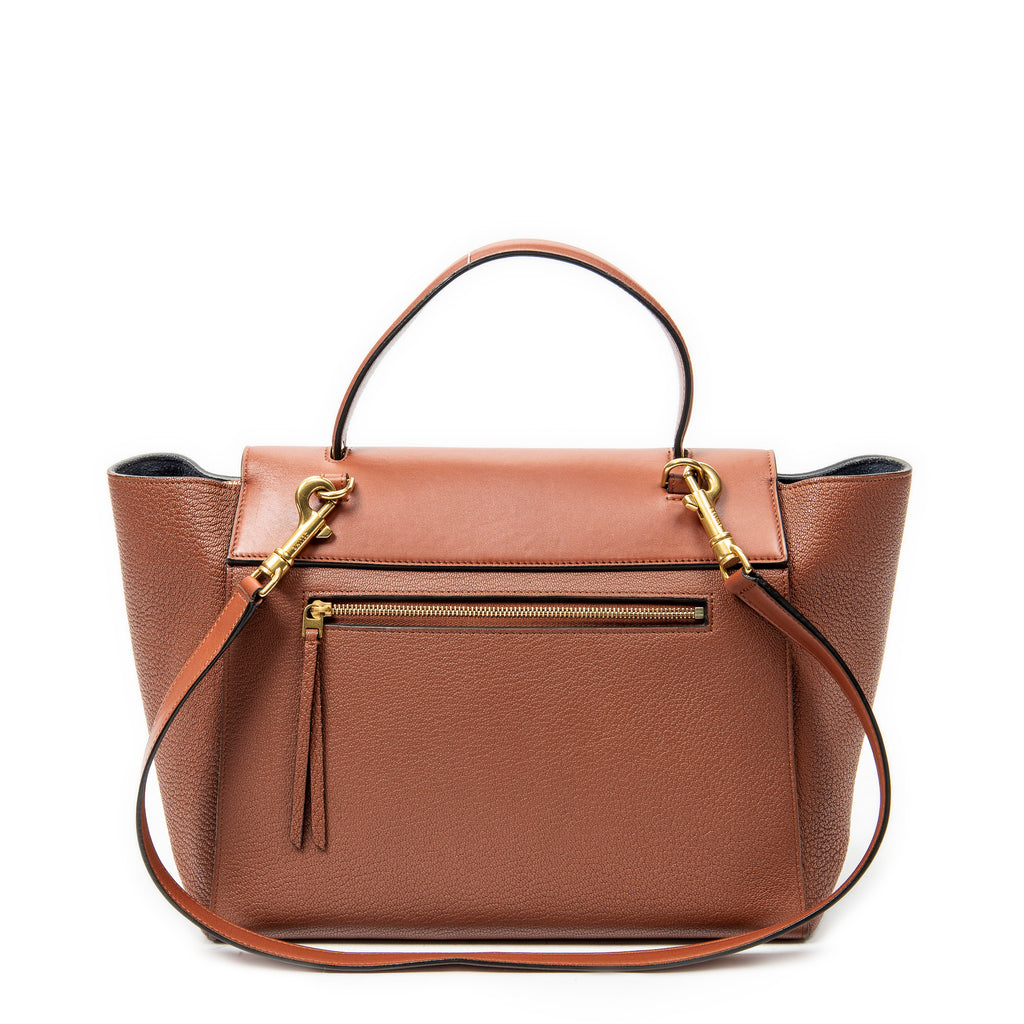 Shoulder Bag Mini Belt Bag Brown Grained Calfskin Leather