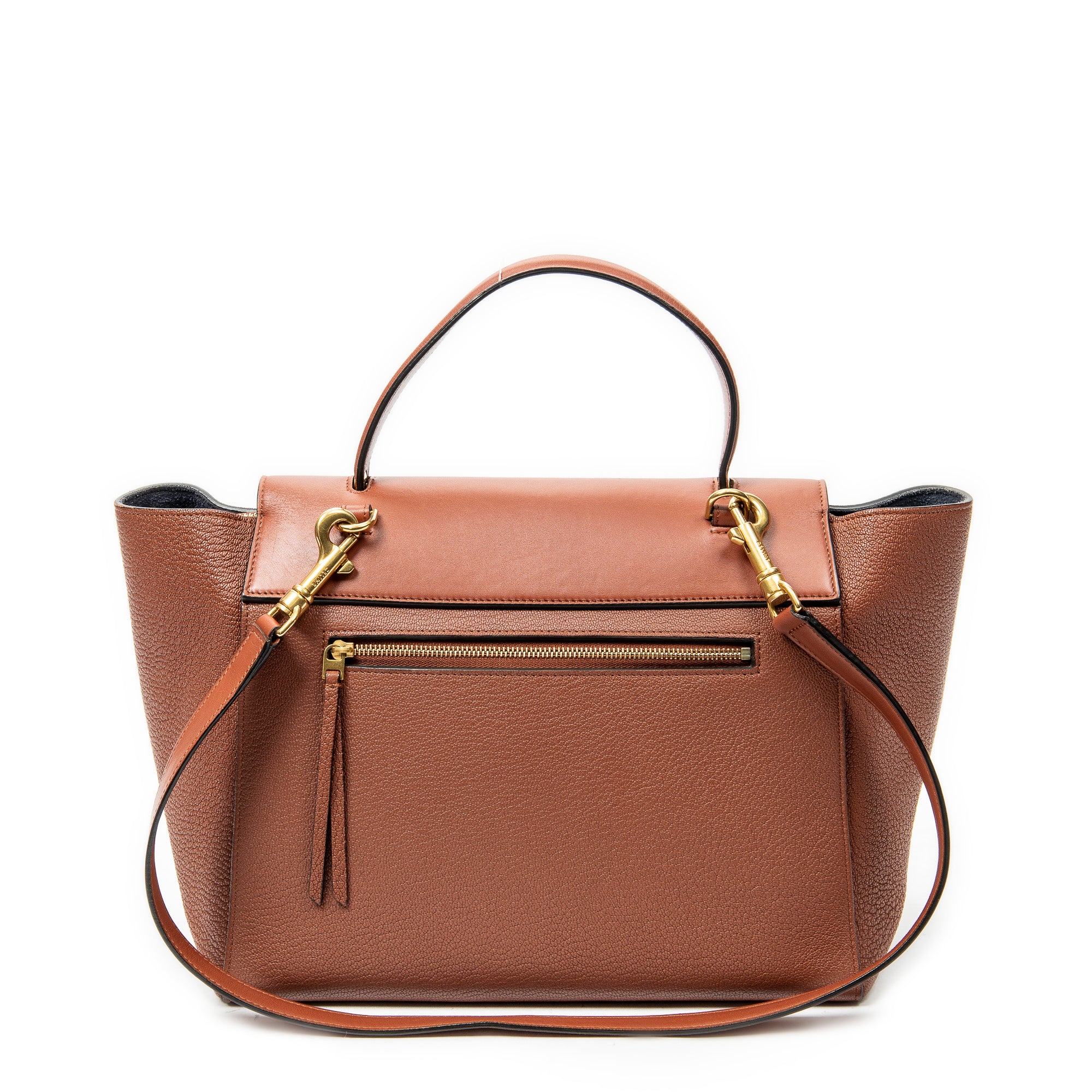 Shoulder Bag Mini Belt Bag Brown Grained Calfskin Leather