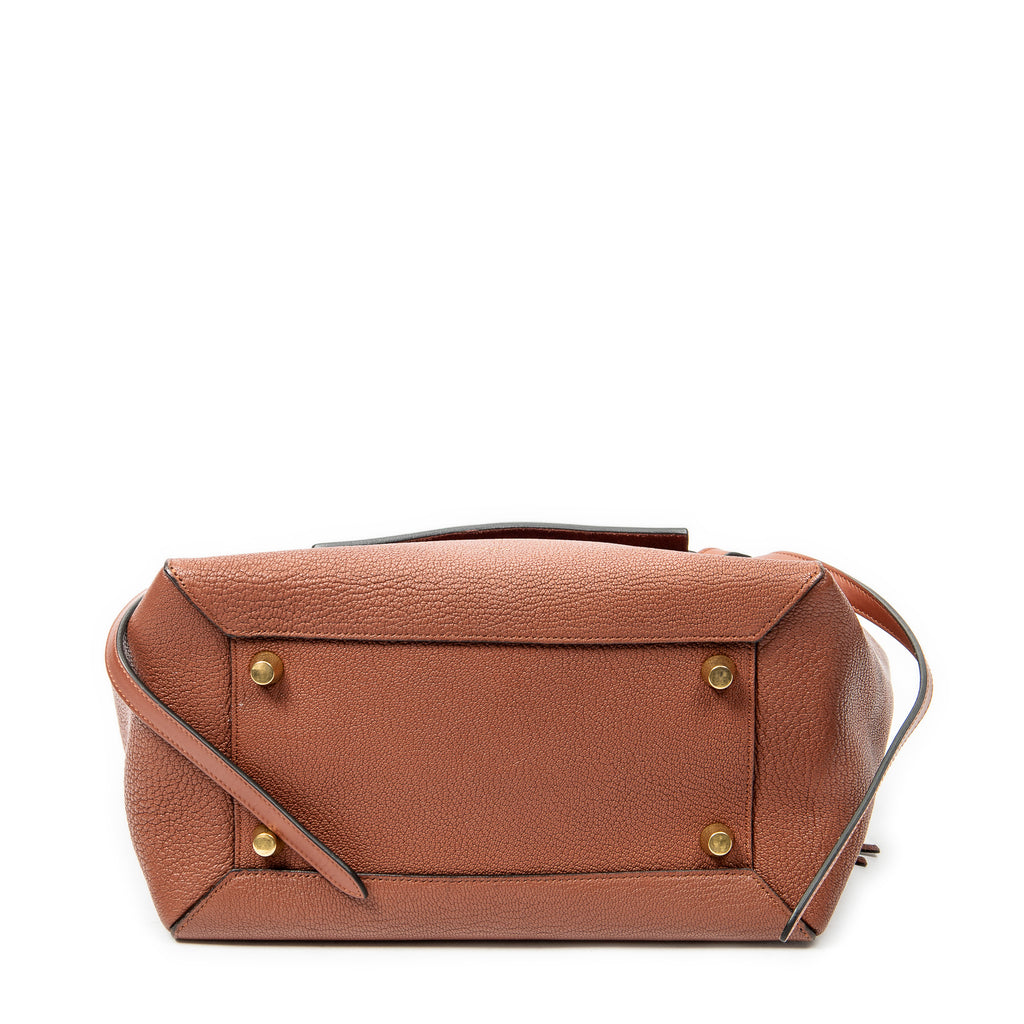 Shoulder Bag Mini Belt Bag Brown Grained Calfskin Leather
