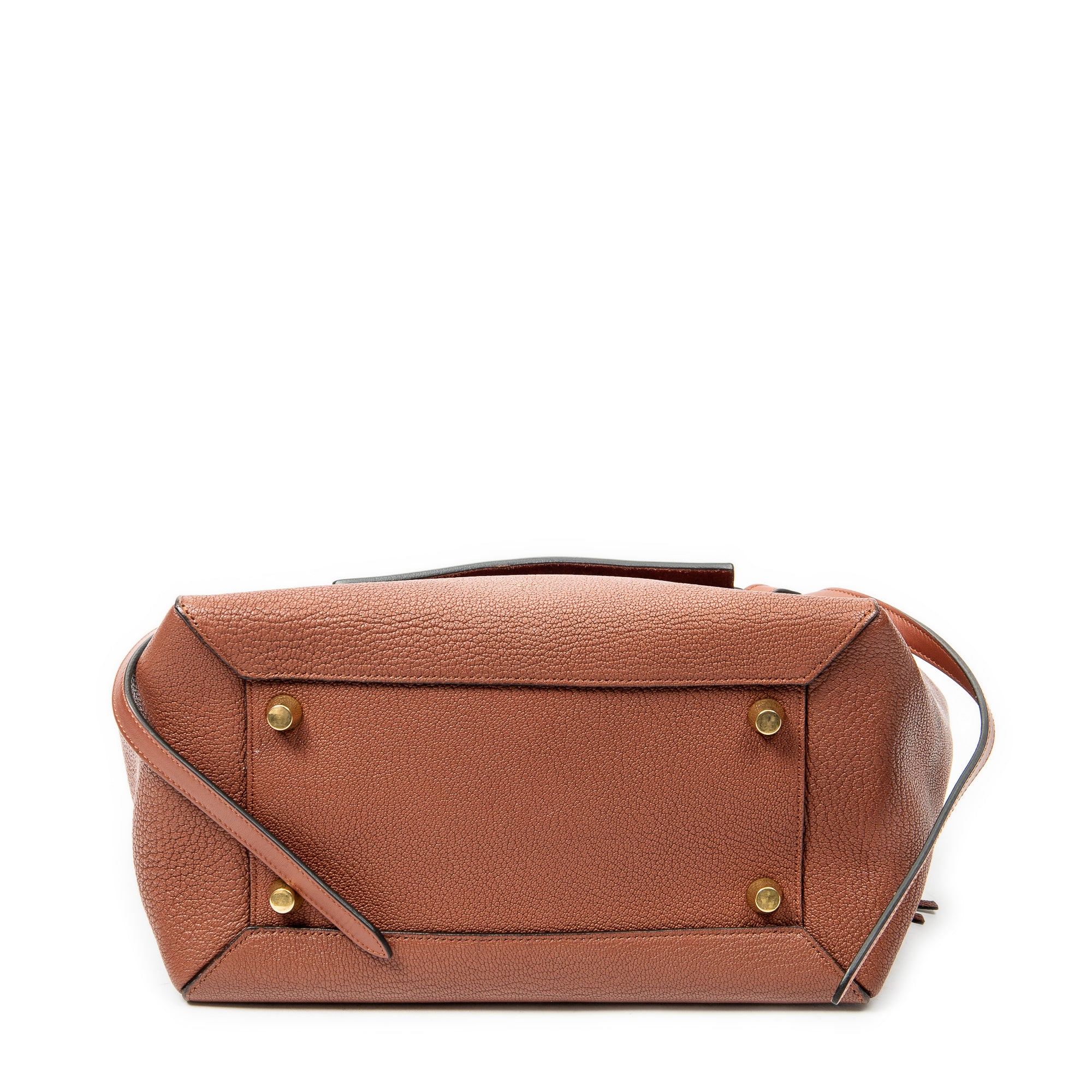 Shoulder Bag Mini Belt Bag Brown Grained Calfskin Leather