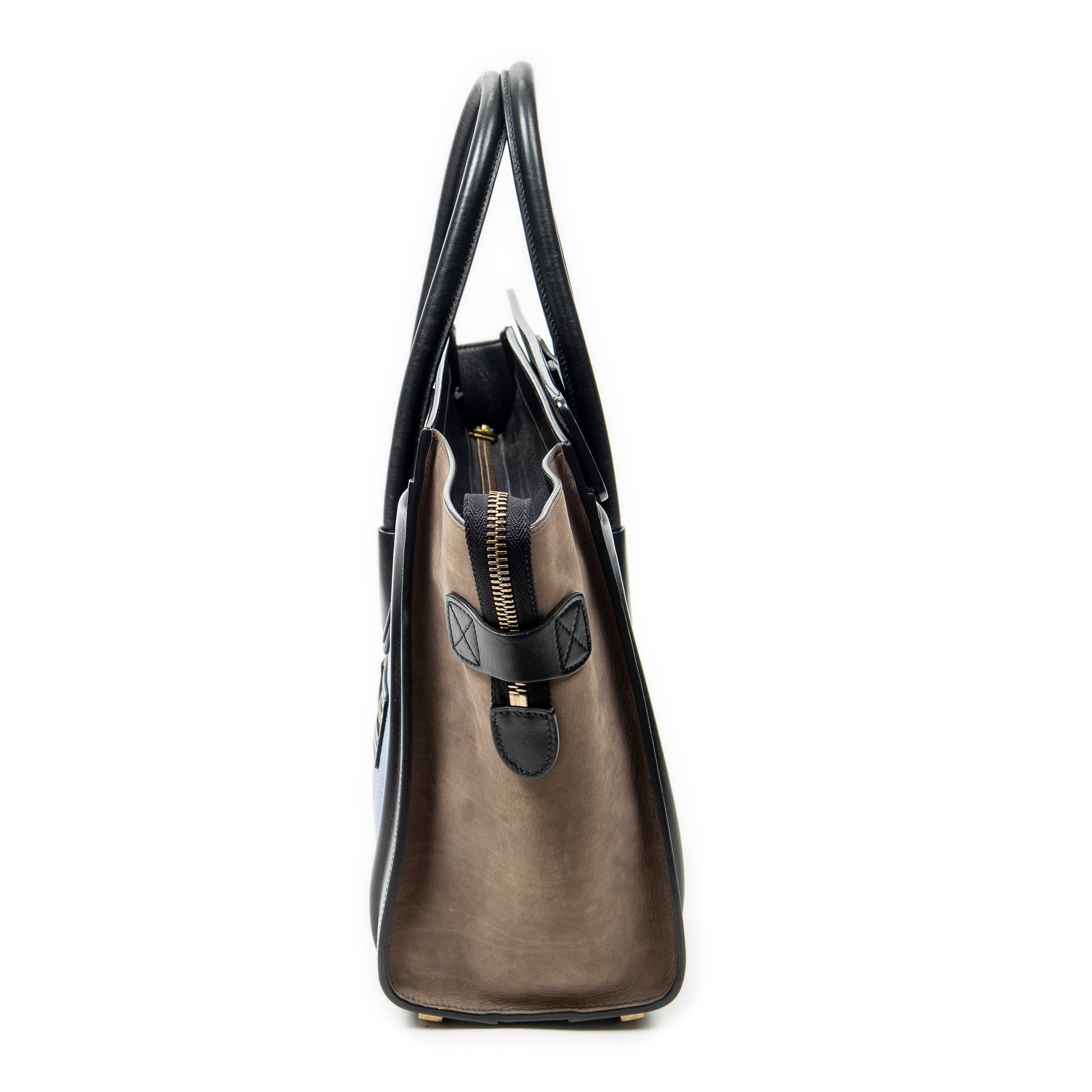 Shoulder Bag Micro Luggage Blue Grained Calfskin Leather