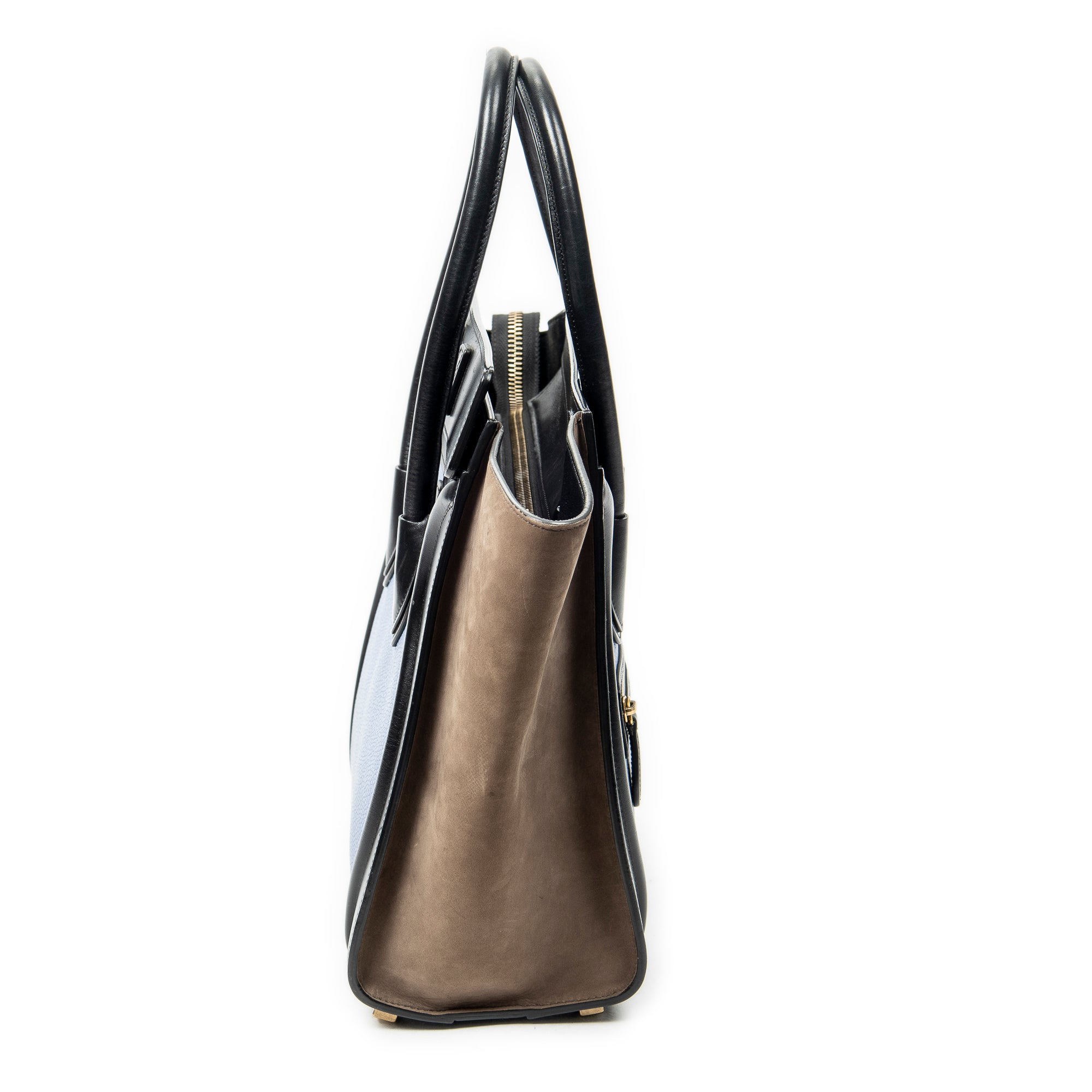 Shoulder Bag Micro Luggage Blue Grained Calfskin Leather