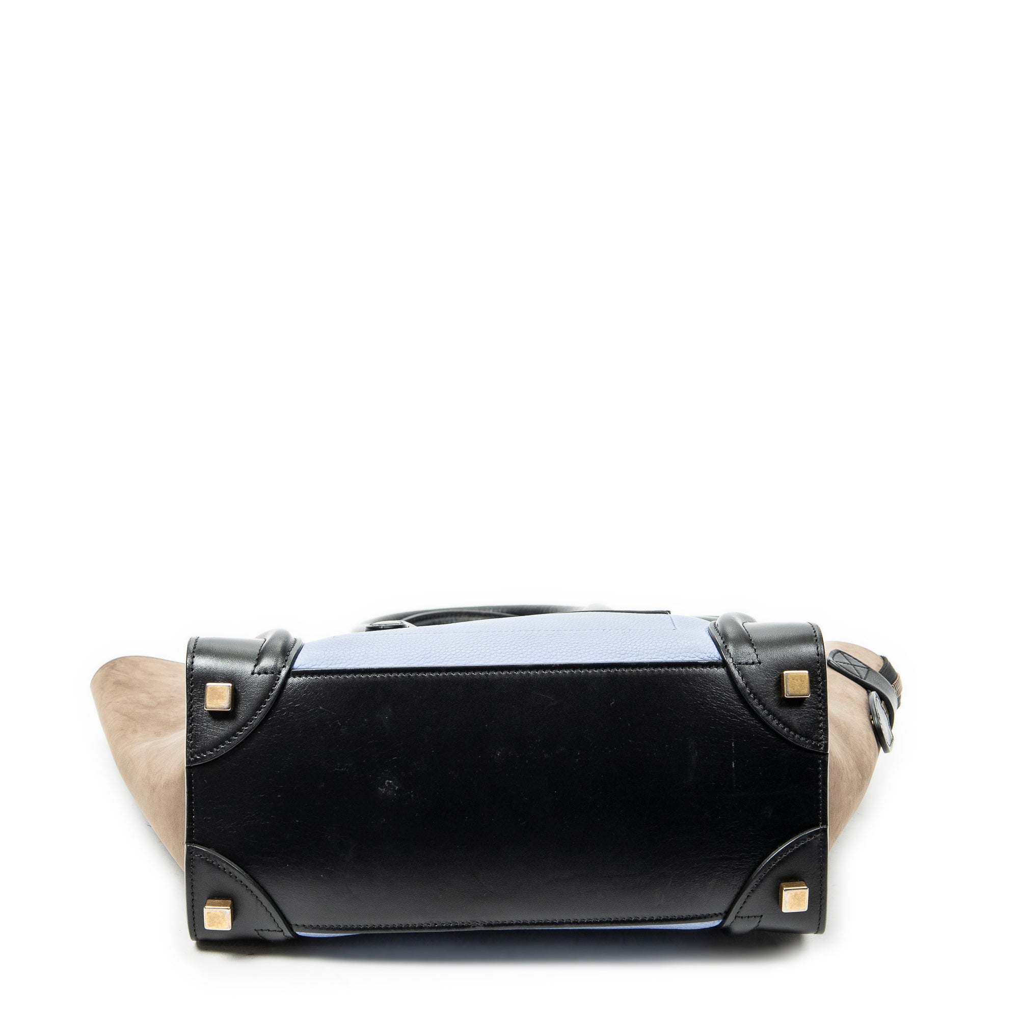 Shoulder Bag Micro Luggage Blue Grained Calfskin Leather
