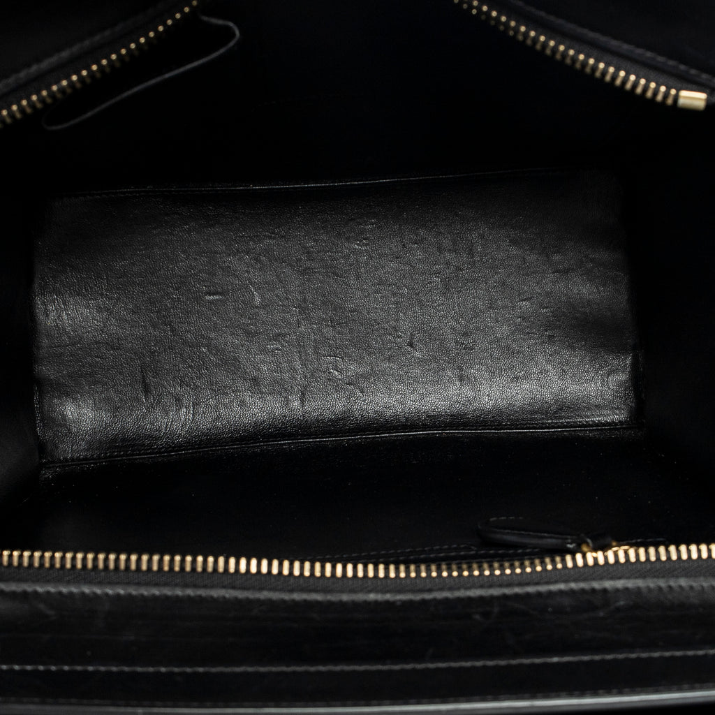 Shoulder Bag Micro Luggage Blue Grained Calfskin Leather