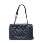 Shoulder Bag Timeless CC Soft Shopping Tote Navy Quilted Caviar Leather