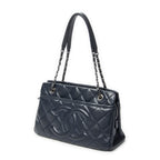 Shoulder Bag Timeless CC Soft Shopping Tote Navy Quilted Caviar Leather