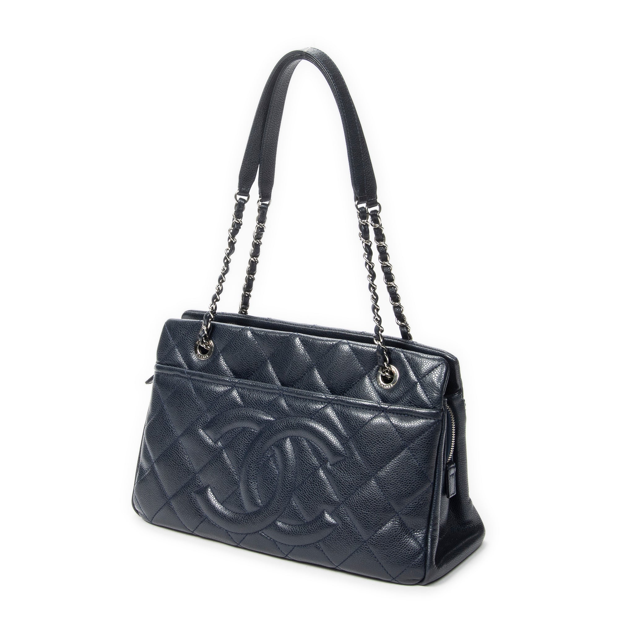 Shoulder Bag Timeless CC Soft Shopping Tote Navy Quilted Caviar Leather
