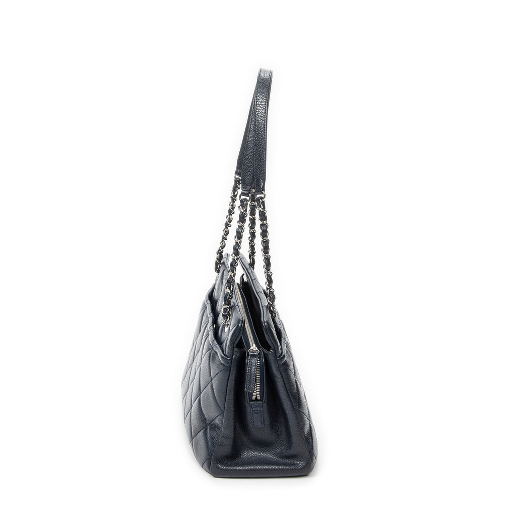 Shoulder Bag Timeless CC Soft Shopping Tote Navy Quilted Caviar Leather