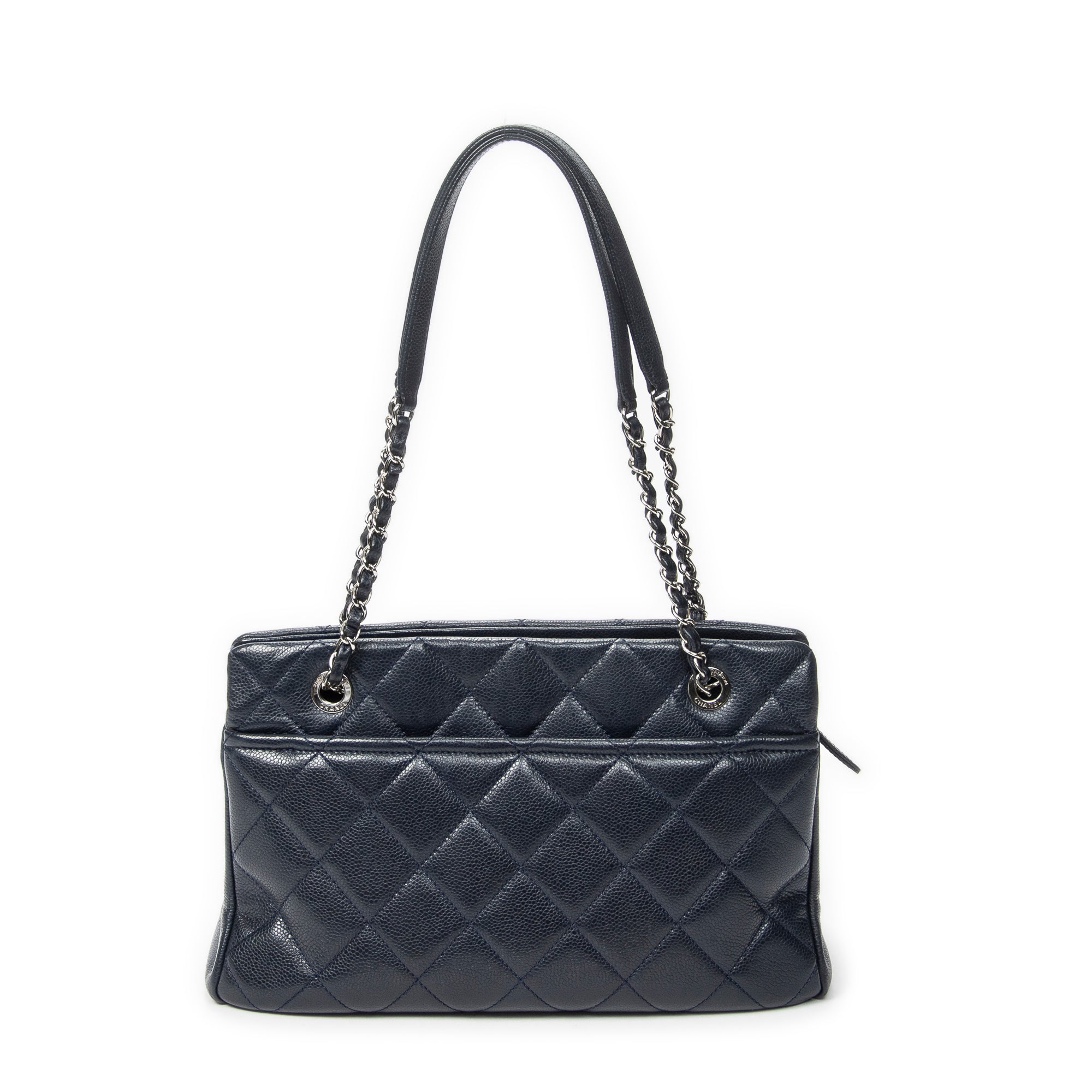 Shoulder Bag Timeless CC Soft Shopping Tote Navy Quilted Caviar Leather