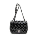 Shoulder Bag Mini Classic Square Flap Black Quilted Patent Leather