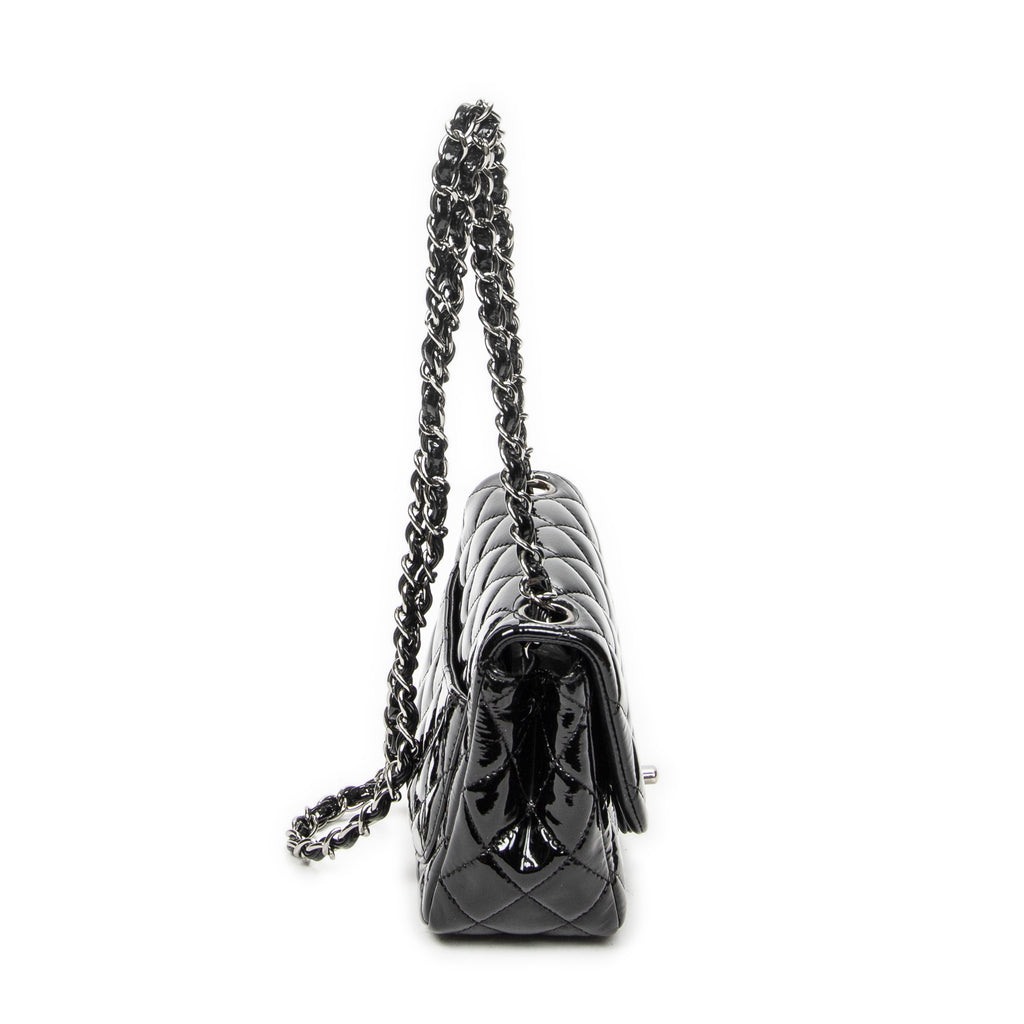 Shoulder Bag Mini Classic Square Flap Black Quilted Patent Leather