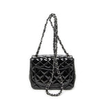 Shoulder Bag Mini Classic Square Flap Black Quilted Patent Leather
