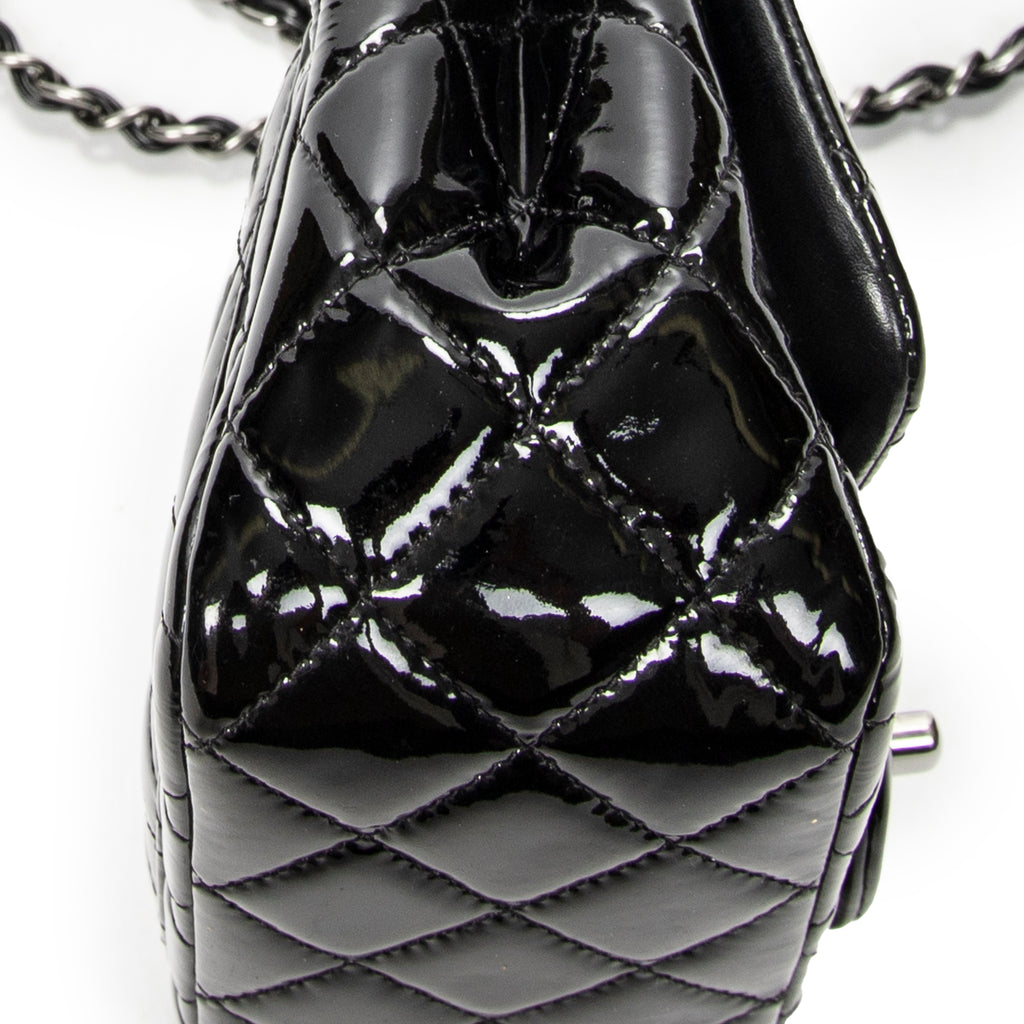 Shoulder Bag Mini Classic Square Flap Black Quilted Patent Leather