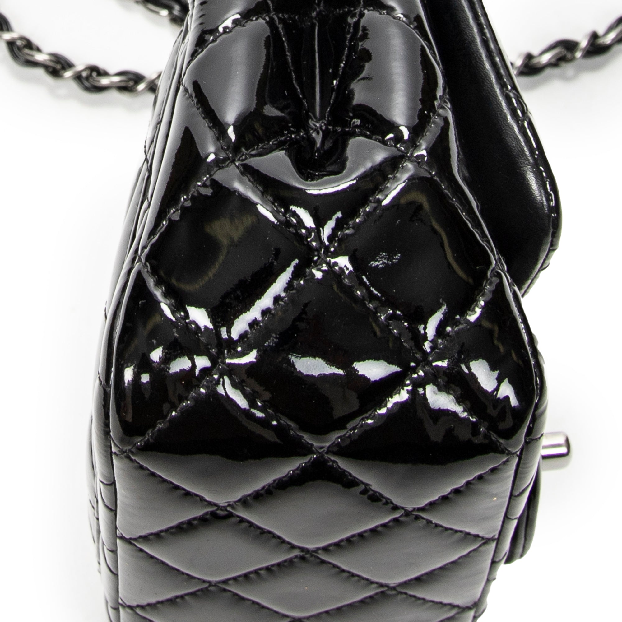 Shoulder Bag Mini Classic Square Flap Black Quilted Patent Leather