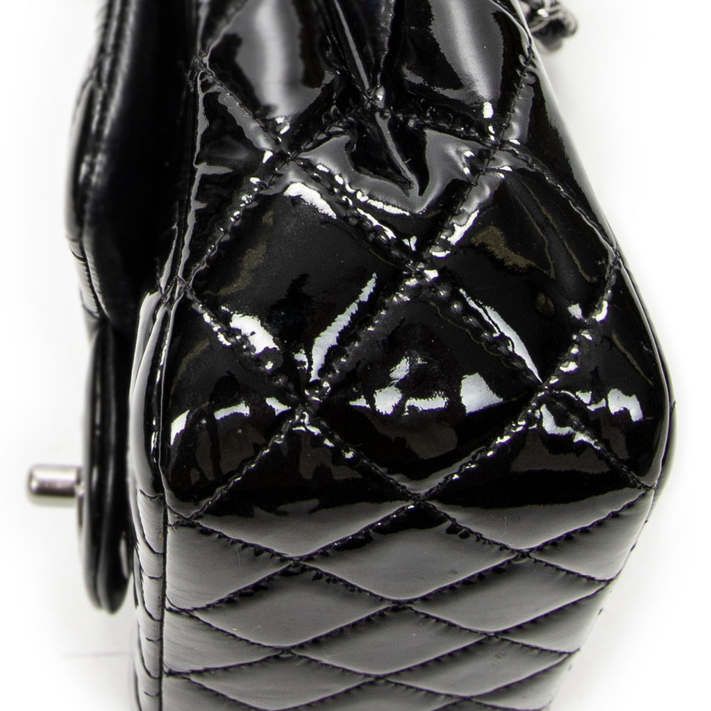 Shoulder Bag Mini Classic Square Flap Black Quilted Patent Leather