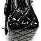 Shoulder Bag Mini Classic Square Flap Black Quilted Patent Leather