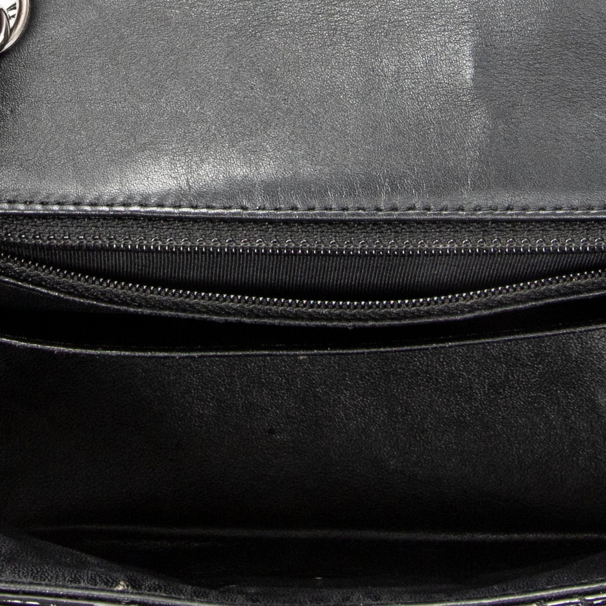 Shoulder Bag Mini Classic Square Flap Black Quilted Patent Leather