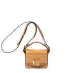Shoulder Bag Mini C Crossbody Tan Croc Embossed Leather