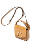 Shoulder Bag Mini C Crossbody Tan Croc Embossed Leather