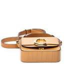 Shoulder Bag Mini C Crossbody Tan Croc Embossed Leather