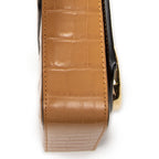 Shoulder Bag Mini C Crossbody Tan Croc Embossed Leather