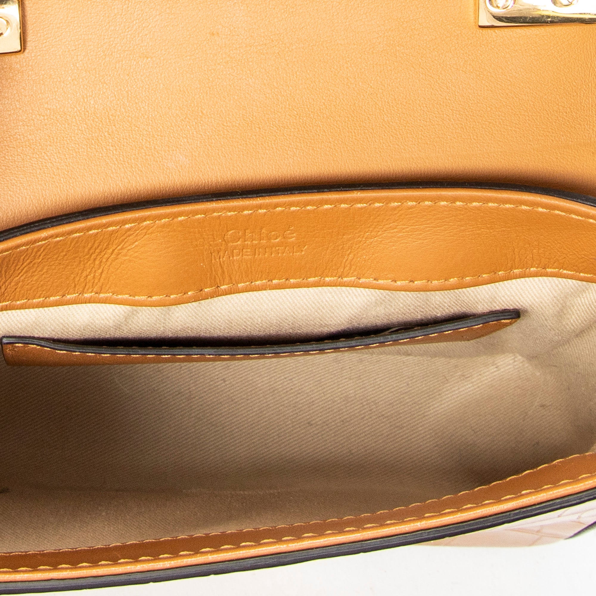 Shoulder Bag Mini C Crossbody Tan Croc Embossed Leather