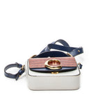 Shoulder Bag Mini C Crossbody Navy Croc Embossed Leather