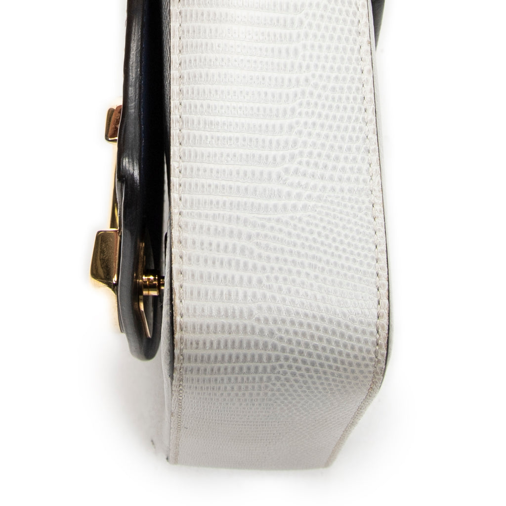 Shoulder Bag Mini C Crossbody Navy Croc Embossed Leather