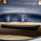 Shoulder Bag Mini C Crossbody Navy Croc Embossed Leather